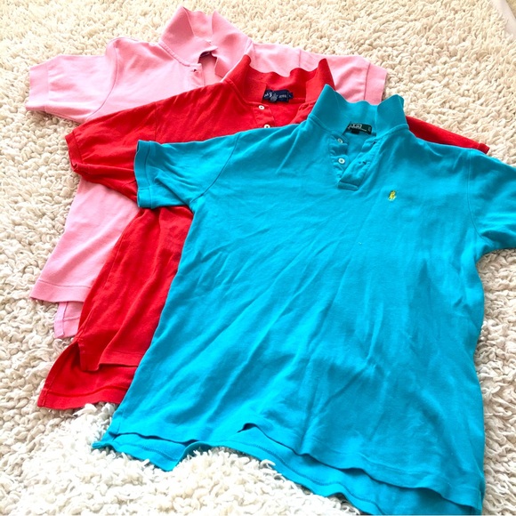 Bundle 3 polo shirts blue red pink, for golf pickle ball or summer weekends - Picture 11 of 14